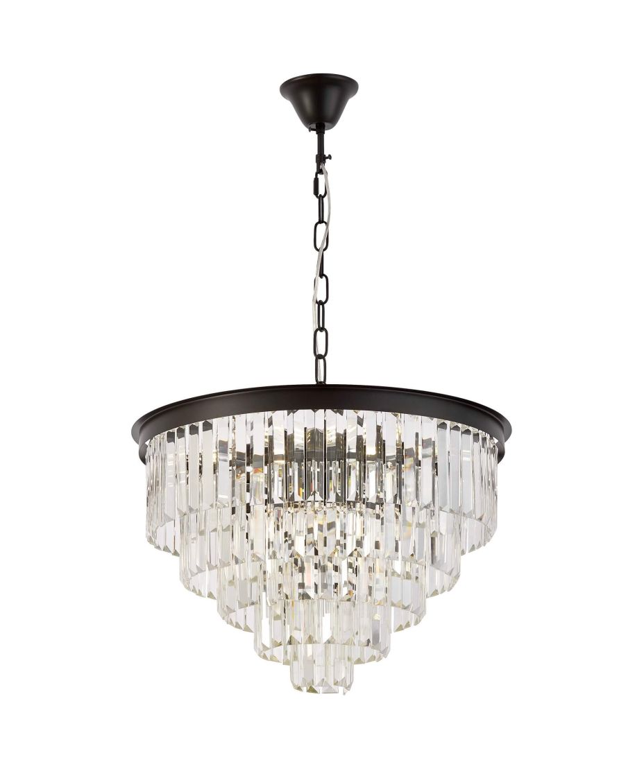 NOWOCZESNY ŻYRANDOL KRYSZTAŁOWY CZARNY CAPRIA D50