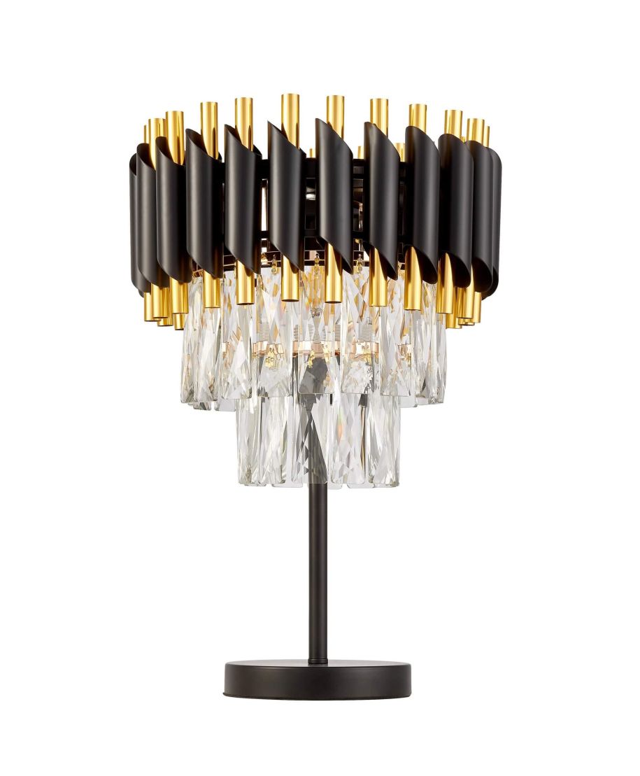 LAMPA NOCNA KRYSZTAŁOWA CZARNO-ZŁOTA MAZINI