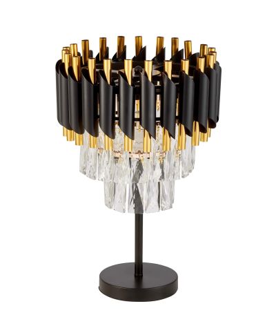 LAMPA NOCNA KRYSZTAŁOWA CZARNO-ZŁOTA MAZINI