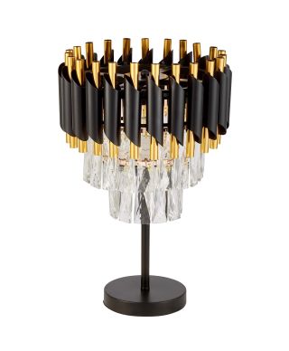 LAMPA NOCNA KRYSZTAŁOWA CZARNO-ZŁOTA MAZINI