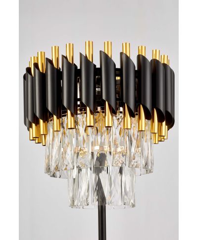 LAMPA NOCNA KRYSZTAŁOWA CZARNO-ZŁOTA MAZINI