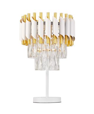 LAMPA NOCNA KRYSZTAŁOWA BIAŁO-ZŁOTA MAZINI