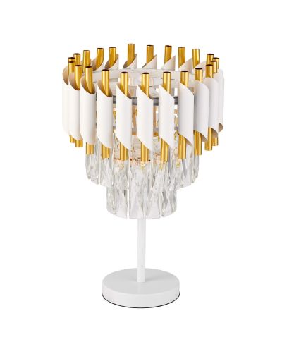 LAMPA NOCNA KRYSZTAŁOWA BIAŁO-ZŁOTA MAZINI
