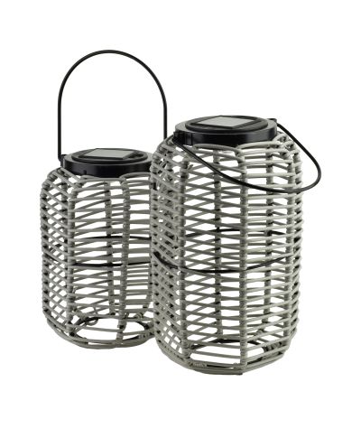 SOKKE GREY Lampion solarny 15x15x25/36cm