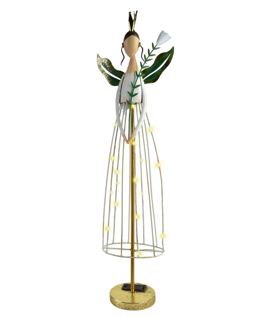 LYDIA Figura wróżka metalowa LED 23x13x80,5CM łańcuch świetlny na bat. 2xAA