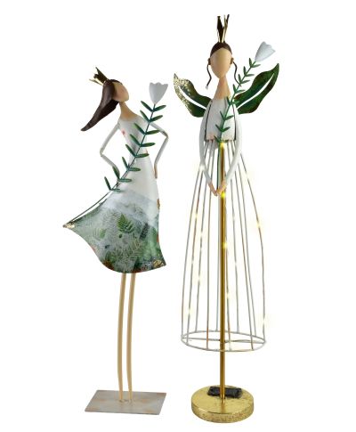 LYDIA Figura wróżka metalowa LED 23x13x80,5CM łańcuch świetlny na bat. 2xAA