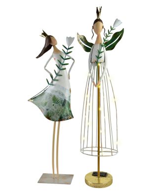 LYDIA Figura wróżka metalowa LED 23x13x80,5CM łańcuch świetlny na bat. 2xAA