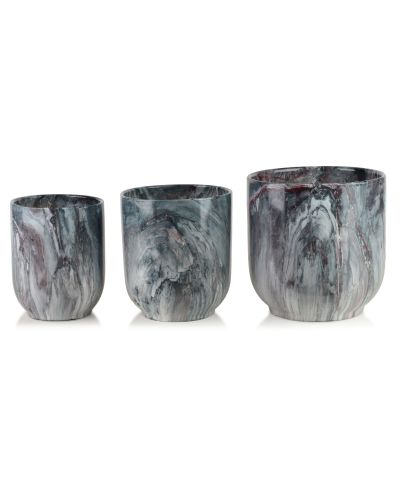 NEVA MARBLE Komplet 3 osłonek ceramicznych 29x29x30/23x23x26,5/19x19x24cm