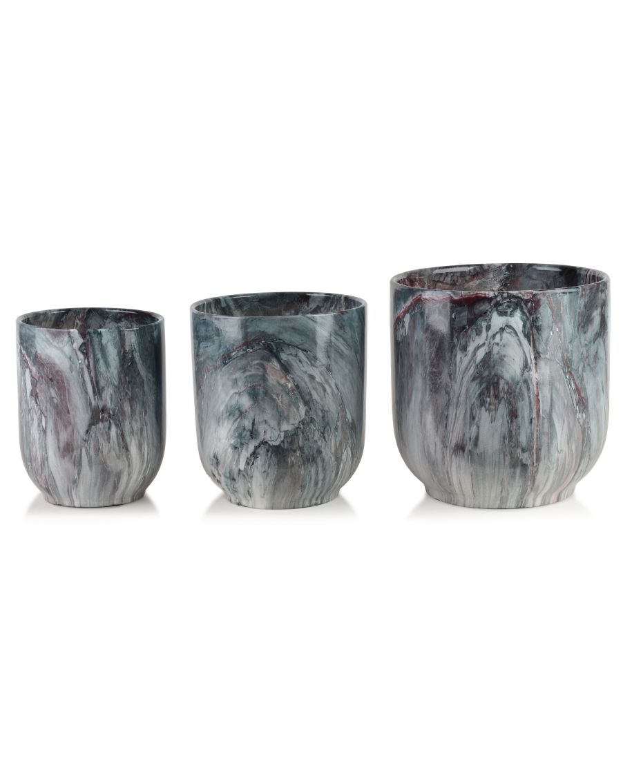 NEVA MARBLE Komplet 3 osłonek ceramicznych 29x29x30/23x23x26,5/19x19x24cm