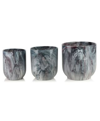 NEVA MARBLE Komplet 3 osłonek ceramicznych 29x29x30/23x23x26,5/19x19x24cm