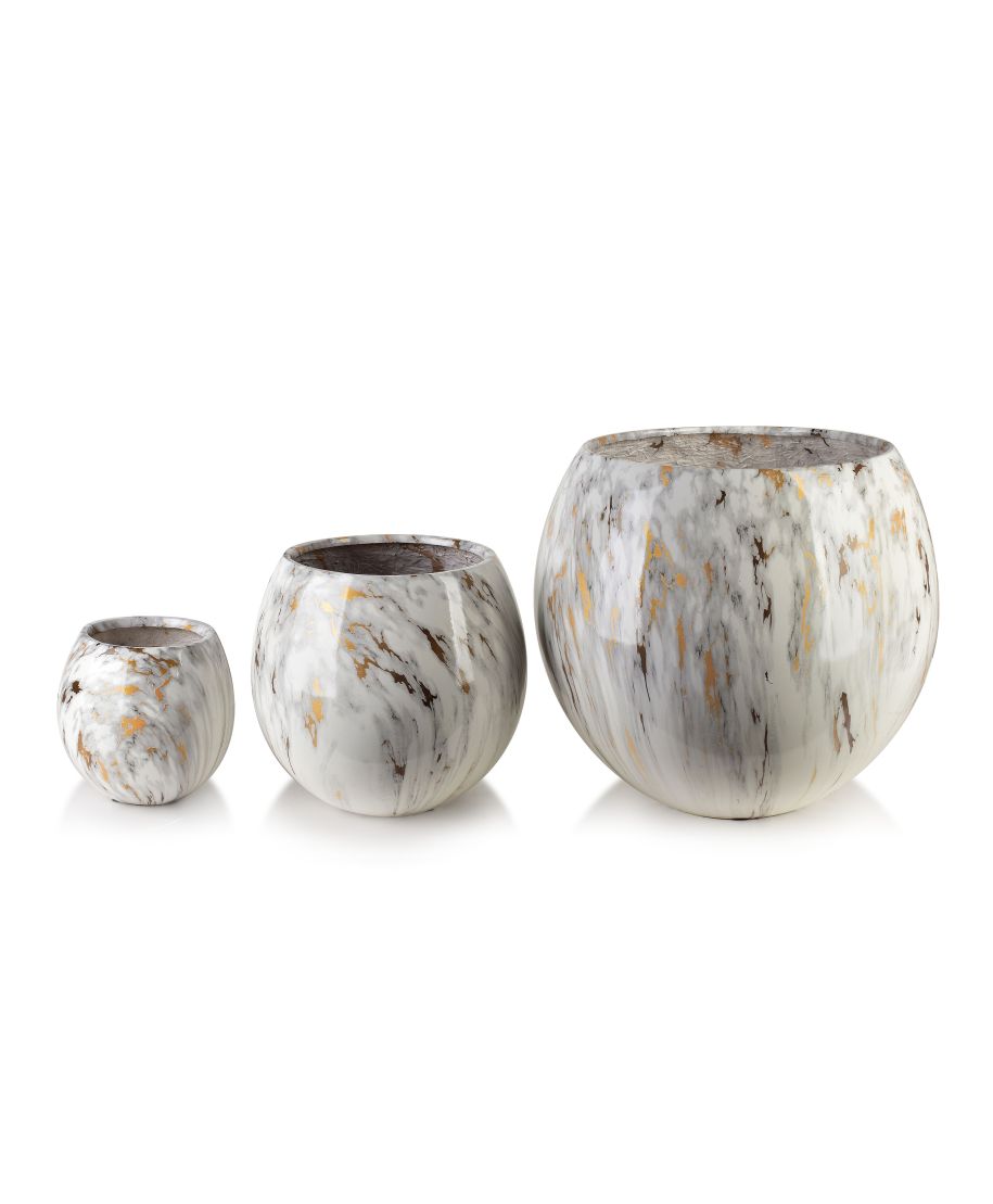 NEVA MARBLE Komplet 3 osłonek ceramicznych 42,5x42,5x39/28x28x27/20x20x19cm BIG