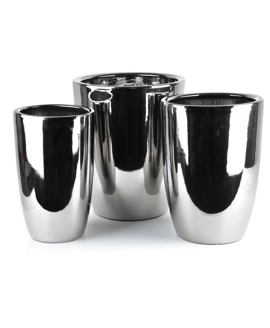 NEVA SILVER Komplet 3 osłonek ceramicznych 37X37X45,5/30,5X30,5X42,5/24X24X40cm BIG