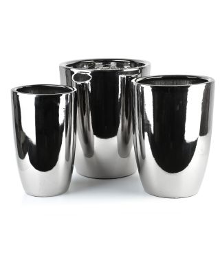 NEVA SILVER Komplet 3 osłonek ceramicznych 37X37X45,5/30,5X30,5X42,5/24X24X40cm BIG