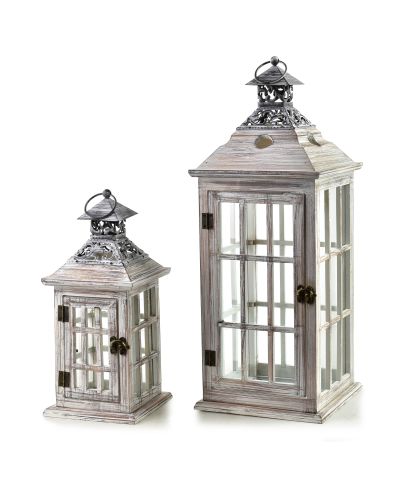 LEVI Komplet 2 latarni 20x20x51cm/14x14x34cm