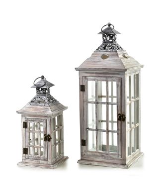 LEVI Komplet 2 latarni 20x20x51cm/14x14x34cm