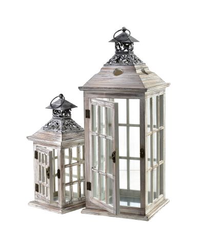 LEVI Komplet 2 latarni 20x20x51cm/14x14x34cm