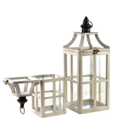 LEVI Komplet 2 latarni 20x20x53/15x15x38cm