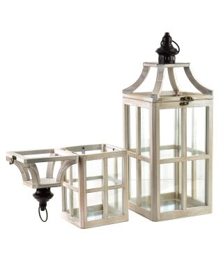 LEVI Komplet 2 latarni 20x20x53/15x15x38cm