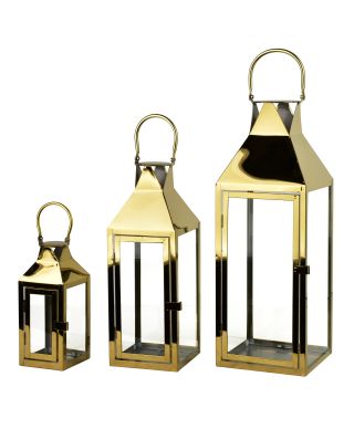 LEVI GOLD Komplet 3 latarni 18x18x53/14x14x41/10x10x25cm