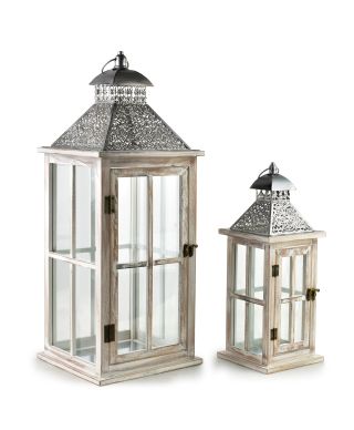 LEVI Komplet 2 latarni 25x25x67/16x16x43cm