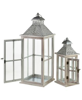 LEVI Komplet 2 latarni 25x25x67/16x16x43cm