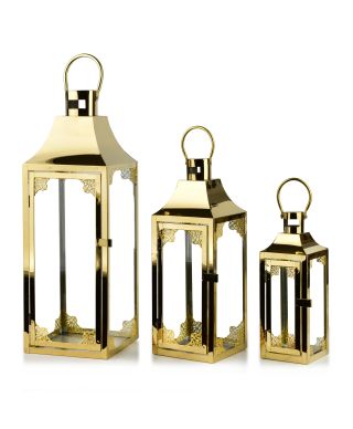 LEVI GOLD Komplet 3 Latarni 18x18x53,5/14x14x39/10x10x29cm