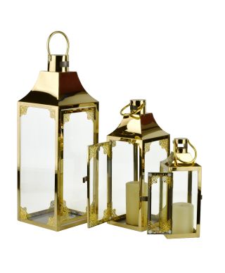 LEVI GOLD Komplet 3 Latarni 18x18x53,5/14x14x39/10x10x29cm