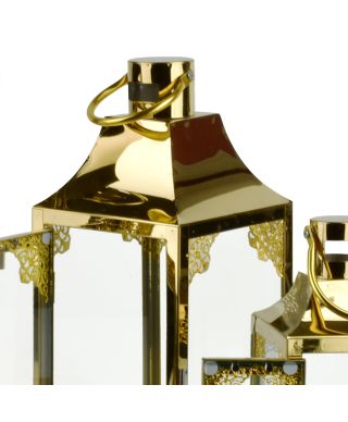 LEVI GOLD Komplet 3 Latarni 18x18x53,5/14x14x39/10x10x29cm