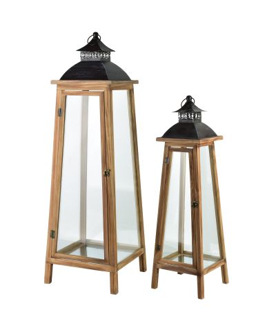 LEVI Komplet 2 latarni 36x36x110/23x23x78cm