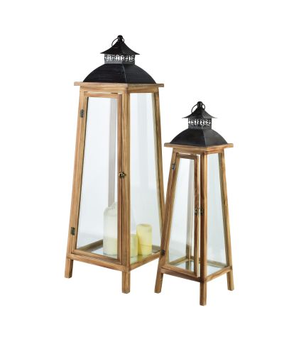 LEVI Komplet 2 latarni 36x36x110/23x23x78cm