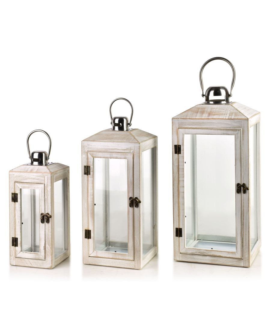 LOKKE Komplet 3 latarni 20x20x47/16x16x39/12x12x29cm