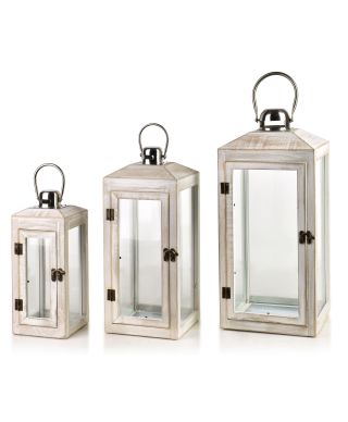 LOKKE Komplet 3 latarni 20x20x47/16x16x39/12x12x29cm