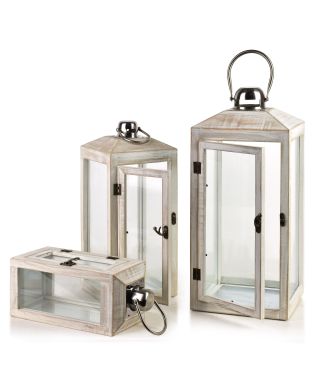 LOKKE Komplet 3 latarni 20x20x47/16x16x39/12x12x29cm