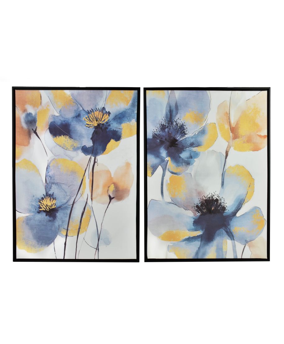 INGA Komplet 2 obrazów 50x70cm złote kwiaty