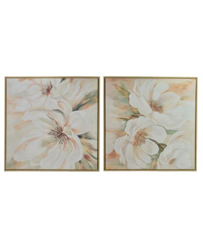 INGA Komplet 2 obrazów 60x60cm kwiaty białe