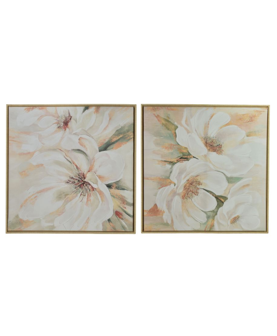 INGA Komplet 2 obrazów 60x60cm kwiaty białe