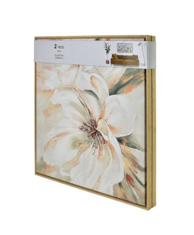 INGA Komplet 2 obrazów 60x60cm kwiaty białe