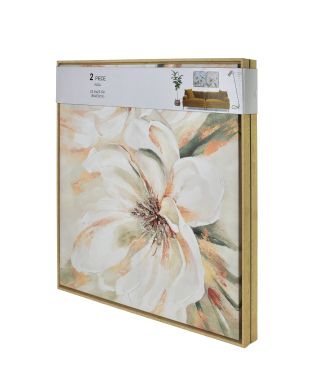 INGA Komplet 2 obrazów 60x60cm kwiaty białe