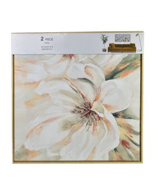 INGA Komplet 2 obrazów 60x60cm kwiaty białe