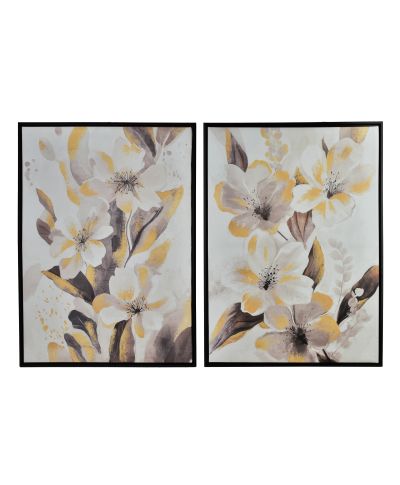 INGA Komplet 2 obrazów 50x70cm złote kwiaty 2