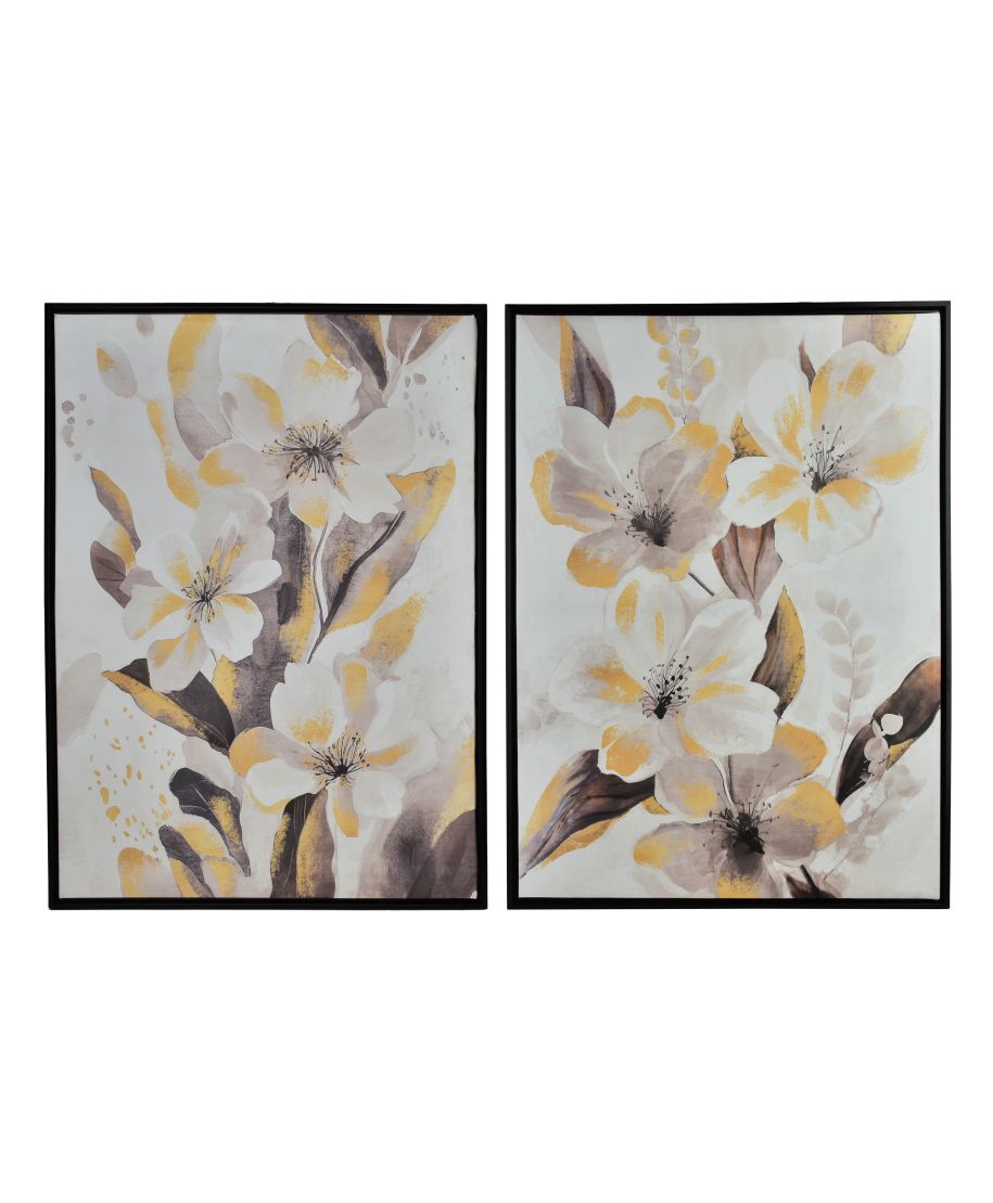 INGA Komplet 2 obrazów 50x70cm złote kwiaty 2