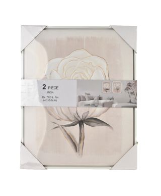 INGA Komplet 2 obrazów 40x50cm biały kwiat