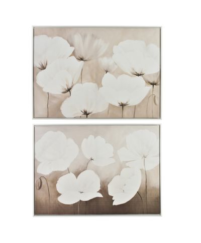 INGA Komplet 2 obrazów 50x70cm kwiaty na szarym tle