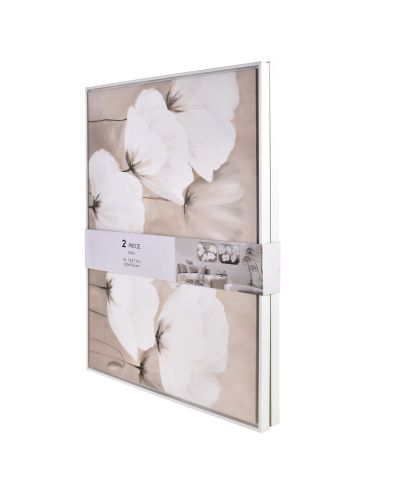 INGA Komplet 2 obrazów 50x70cm kwiaty na szarym tle