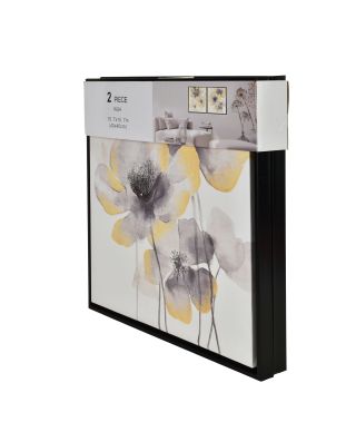 INGA Komplet 2 obrazów 40x40cm kwiaty czarno-złote