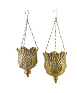 MARINA Komplet 2 osłonek wiszących Gold23x23x32/20x20x30cm