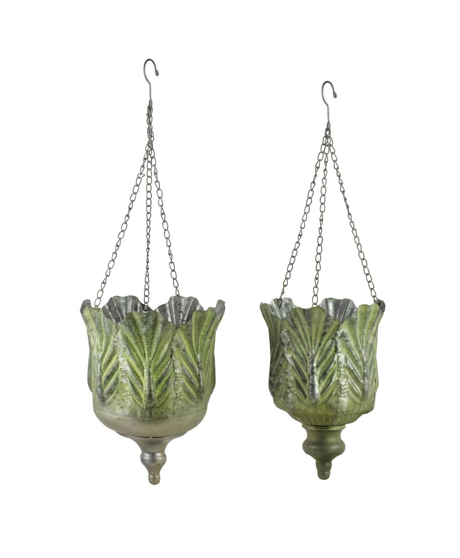 MARINA Komplet 2 osłonek wiszących Green 23x23x32/20x20x30cm