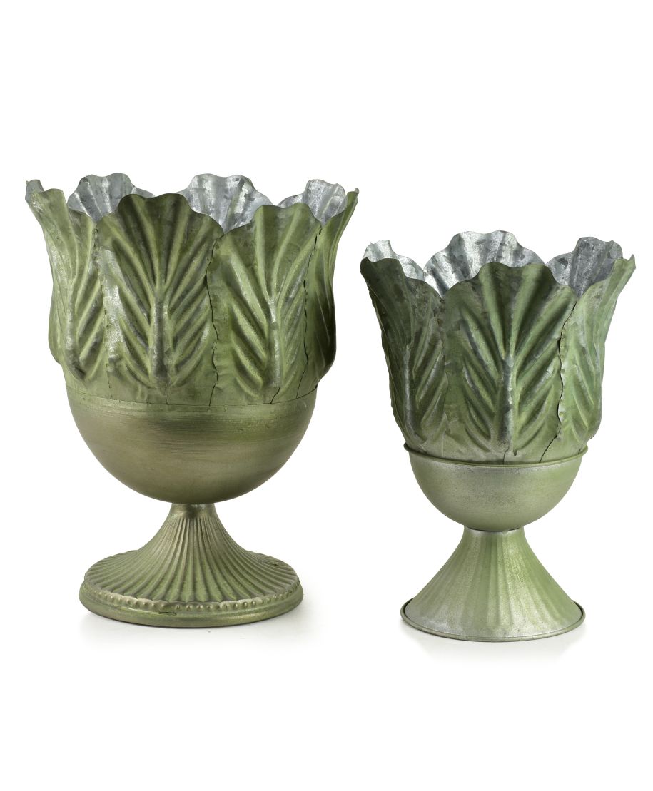 MARINA Komplet 2 osłonek dekoracyjnych green 27x27x34/21x21x29cm