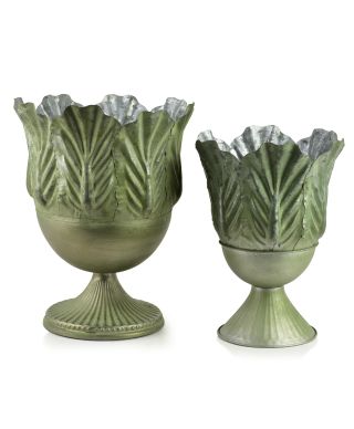 MARINA Komplet 2 osłonek dekoracyjnych green 27x27x34/21x21x29cm