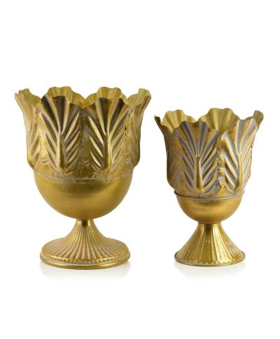 MARINA Komplet 2 osłonek dekoracyjnych Gold 27x27x34/21x21x19cm